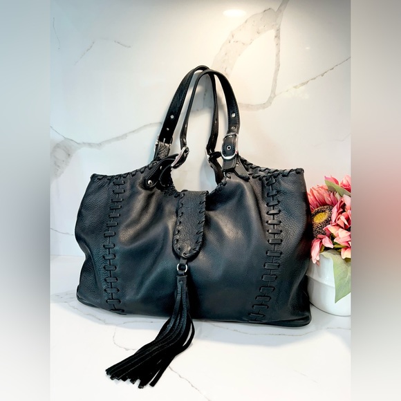 Rosanna Nichole black leather Super soft HOBO purse with snake pattern lining - Picture 1 of 16